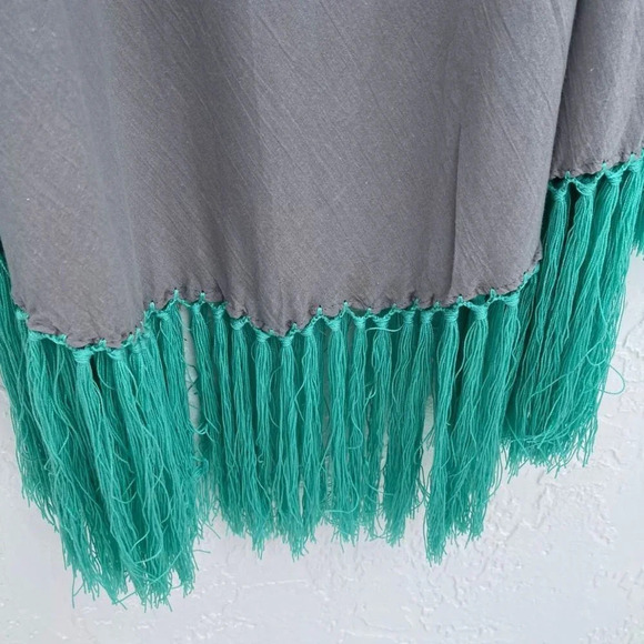 Monisqui Womens Handmade Boho Style Green Tassel Top Gray Sz Large - Picture 5 of 7